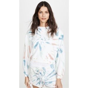Z Supply Blue Pink and White Tie-Dye Cotton Sweatshirt